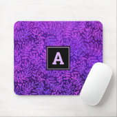 Moderne Blätter aus Monogramm, lila Mousepad (Mit Mouse)