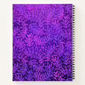 Moderne Blätter aus Monogramm, lila Notizblock (Rückseite)