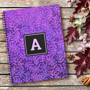 Moderne Blätter aus Monogramm, lila Notizblock