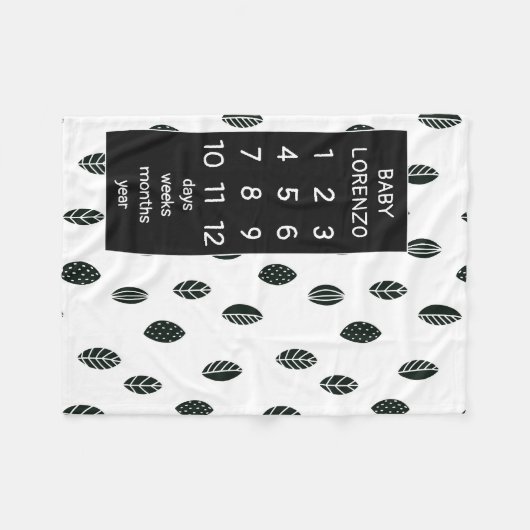 Moderne Blätter Baby Milestone Blanket Fleecedecke (Vorderseite (Horizontal))