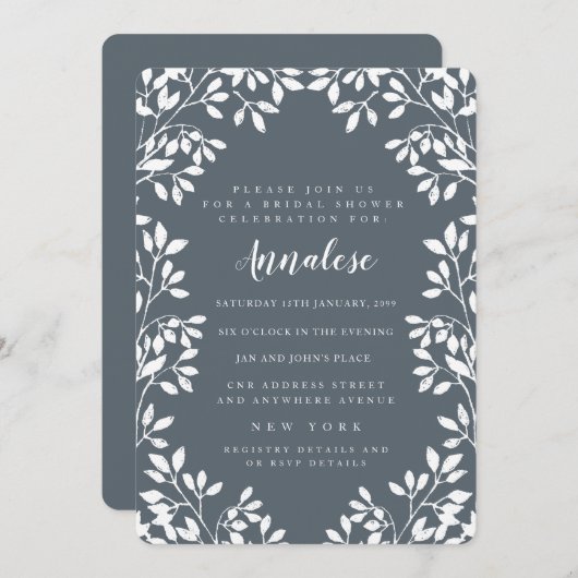 Moderne Blätter Border Brautparty Einladung (Vorne/Hinten)