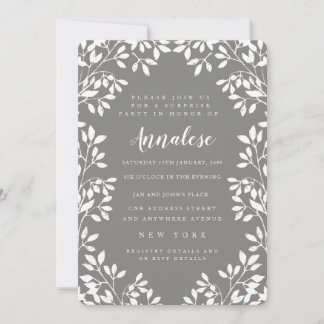 Moderne Blätter Border Überraschung Geburtstagspar Einladung