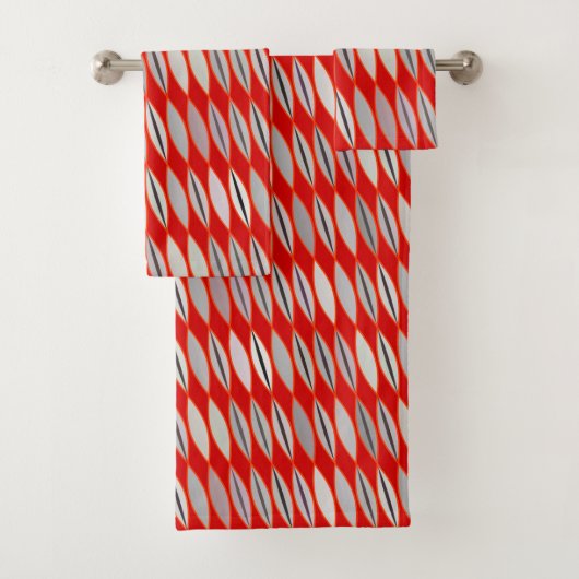 Moderne Blätter des Mittelalters, dunkelrot & grau Badhandtuch Set (Insitu)