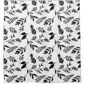 Moderne Blätter für Abstrakte Schwarz-Weiß-Botanic Duschvorhang (Vorderseite)