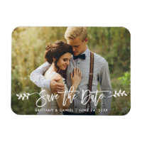 Moderne Blätter für Pinselschrift Save the Date Fo