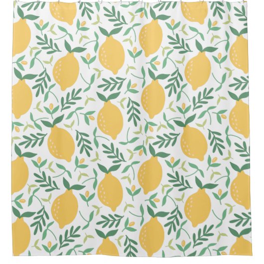 Moderne Blätter für Zitrusfrüchte Gelbe Sommergrün Duschvorhang (Vorderseite)