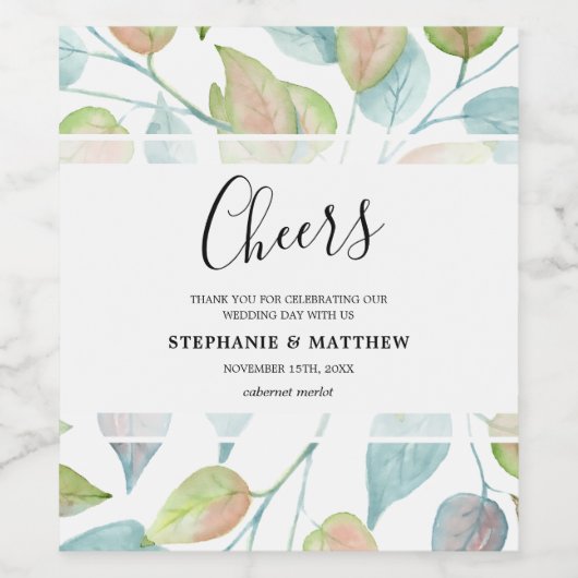 Moderne Blätter in Foliage Weinetikett (Einzelnes Label)