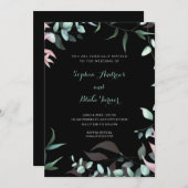 Moderne Blätter in Grün und Rosa Garten Hochzeiten Einladung (Vorne/Hinten)