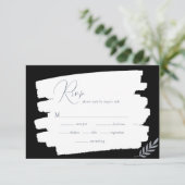 Moderne Blätter Minimalistisch Frame Black RSVP Ca Begleitkarte (Stehend Vorderseite)