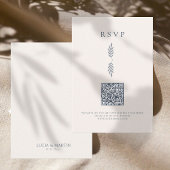 Moderne Blätter Minimalistischer QR Code RSVP Card Begleitkarte