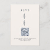 Moderne Blätter Minimalistischer QR Code RSVP Card Begleitkarte (Vorderseite)