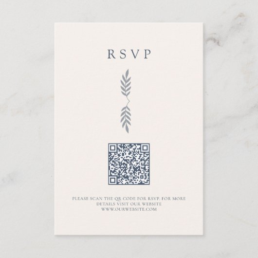 Moderne Blätter Minimalistischer QR Code RSVP Card Begleitkarte (Vorderseite)