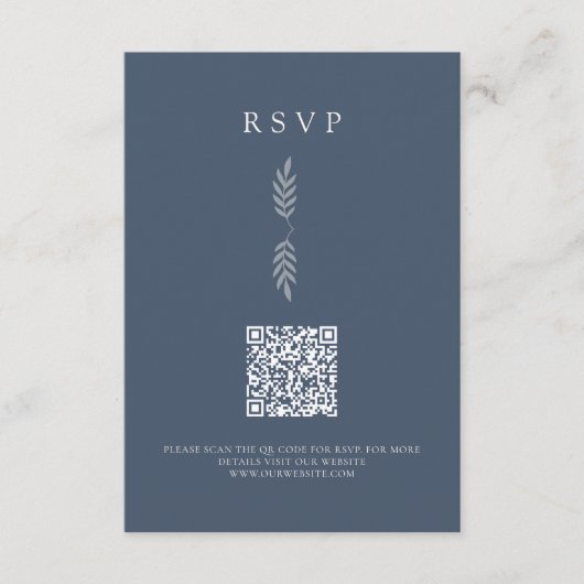Moderne Blätter Minimalistischer QR Code RSVP Card Begleitkarte (Vorderseite)