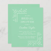 Moderne Blätter Mint Green Bridal Dusche Einladung (Vorne/Hinten)
