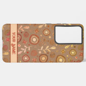 Moderne Blätter Muster Trendy Personalize Name Samsung Galaxy Hülle (Linke Seite)