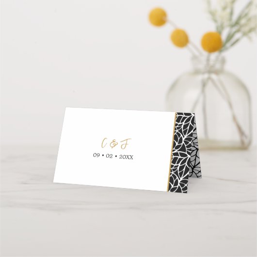 Moderne Blätter Mustergrenze Platzkarte (Rückseite)