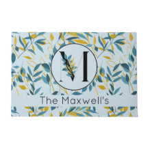 Moderne Blätter Navy Blue Gold "Letter M"