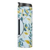 Moderne Blätter Navy Blue Gold "Letter M" Thermosbecher (Nach rechts gedreht)