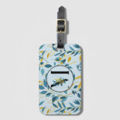 Moderne Blätter Navy Gold "Letter M" Gepäckanhänger (Vorderseite Vertikal)