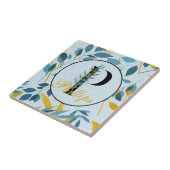 Moderne Blätter Navy Gold Monogram "Letter P" Fliese (Seite)