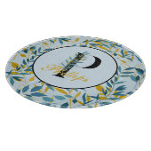 Moderne Blätter Navy Gold Monogram "Letter P" Schneidebrett (Ecke)