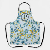 Moderne Blätter Navy Gold Monogram "Letter P" Schürze (Vorderseite)