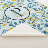 Moderne Blätter Navy Gold Monogram "Letter P" Sherpadecke (3/4)