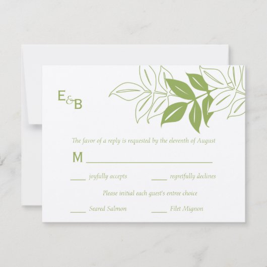 Moderne Blätter RSVP Card - Celery Karte (Vorderseite)