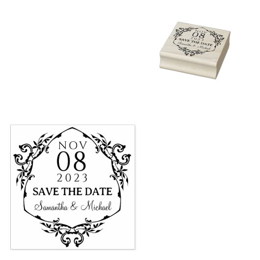 Moderne Blätter Save the Date Hochzeit Gummistempel (Stempel)