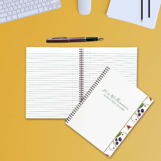 Moderne Blätter und Berries Teacher Spiral Noteboo Notizblock