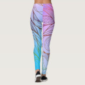Moderne Blätter und Design der Blume Leggings (Rückseite)