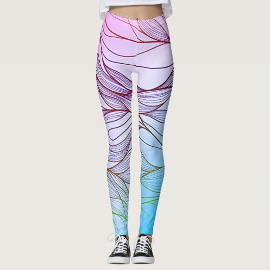 Moderne Blätter und Design der Blume Leggings (Vorderseite)