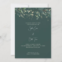 Moderne Blätter und Reben Dunkelgrüne Hochzeit