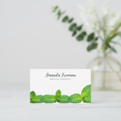Moderne Blätter Weiße und Grüne Minze Massage Ther Visitenkarte (Stehend Vorderseite)