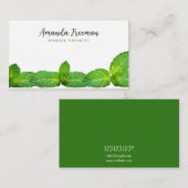 Moderne Blätter Weiße und Grüne Minze Massage Ther Visitenkarte (Vorne/Hinten)