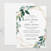 Moderne Blätterkranz-Hochzeit Einladung (Vorne/Hinten)
