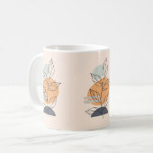 Moderne Blattgrafik mit pfirsichfarbenem Hintergru Kaffeetasse (Vorderseite Links)