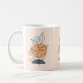 Moderne Blattgrafik mit pfirsichfarbenem Hintergru Kaffeetasse (Links)