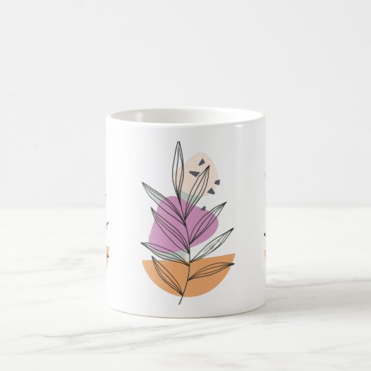 Moderne Blattgrafik mit weißem Hintergrund Kaffeetasse (Mittel)