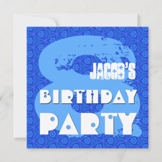 Moderne BLAU 8. Geburtstagsparty 8 Jahre alt V11B Einladung