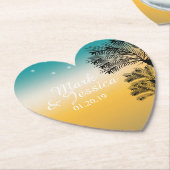 Moderne blau-gelbe Sonnenuntergänge tropische Palm Untersetzer (angewinkelt)