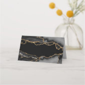 Moderne Blau-Gold-Achat-Murmel Platzkarte (Rückseite)