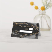 Moderne Blau-Gold-Achat-Murmel Platzkarte (Vorderseite)