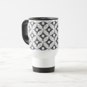 Moderne blau-graue und beige_checks im Mittelstil Reisebecher