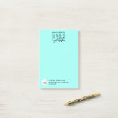 Moderne Blau Logo QR Code Foto NAIL TECH Post-it Klebezettel (Auf Schreibtisch)