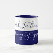 Moderne Blau/Weiß-Combo-Tasse mit handgeschriebene Tasse (Zentrum)