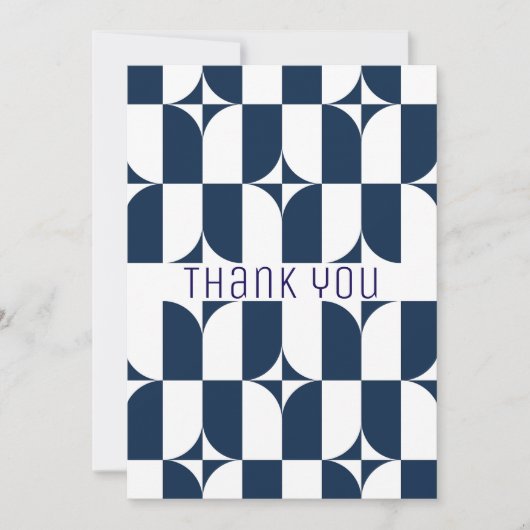 Moderne Blau-Weiß Mitte des Jahrhunderts Dankeskarte (Vorderseite)