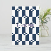 Moderne Blau-Weiß Mitte des Jahrhunderts Dankeskarte (Stehend Vorderseite)