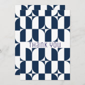 Moderne Blau-Weiß Mitte des Jahrhunderts Dankeskarte (Vorne/Hinten)