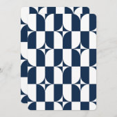 Moderne Blau-Weiß Mitte des Jahrhunderts Einladung (Vorne/Hinten)